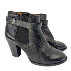 Madewell 'Lonnie' Ankle Bootie Sz 7.5 Black Leather Stacked Heels Side Gores